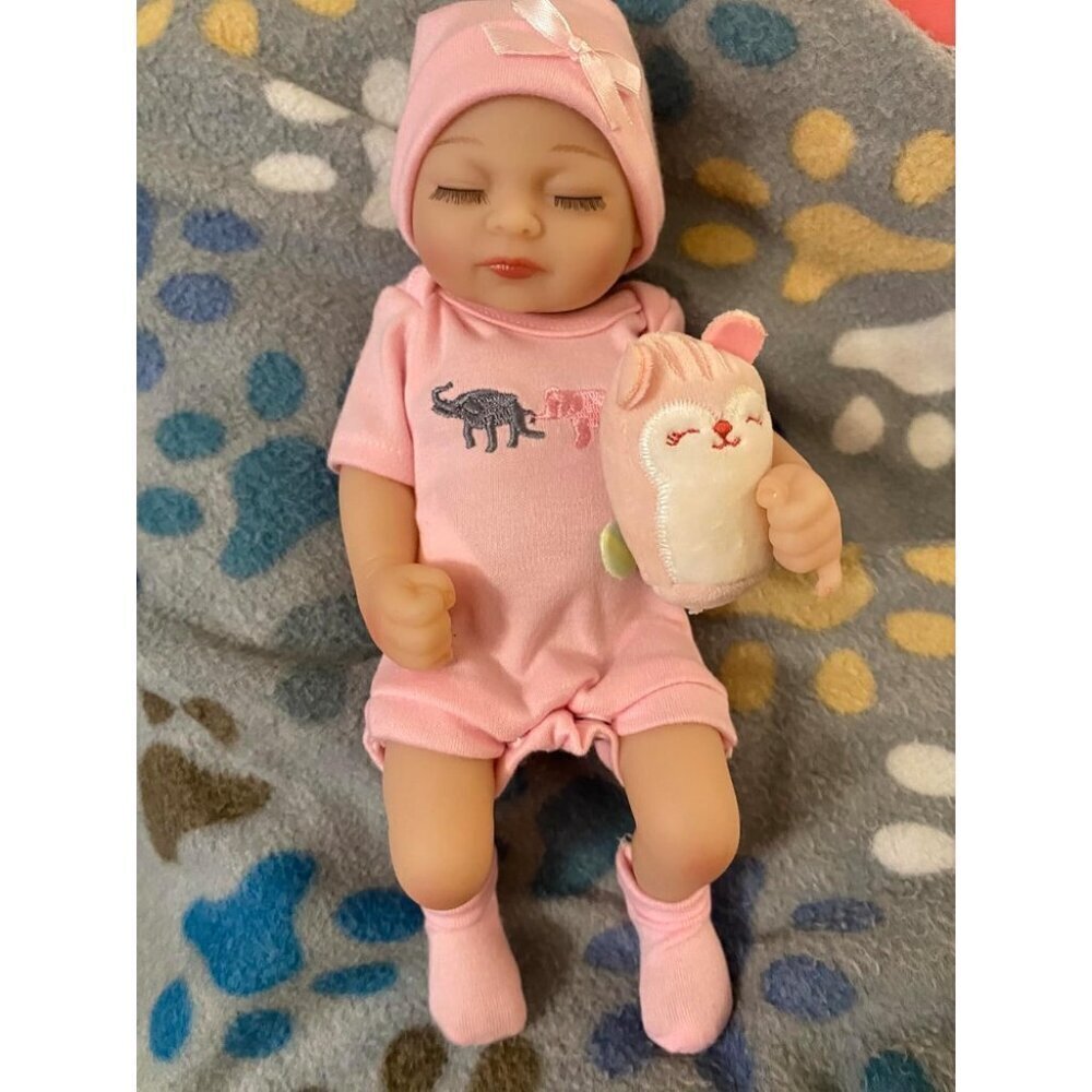 🆕10inch Full Vinyl Body Newborn Baby Doll Poseable Limbs Close Eyes Girl